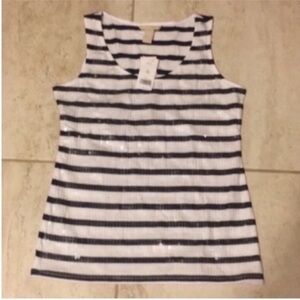 Banana Republic sequins striped sleeveless Tank Top petite XS